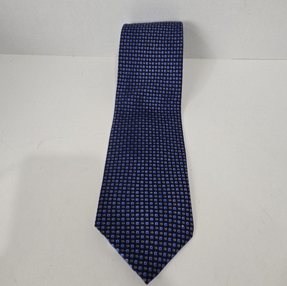Blue Italian Necktie Tiny Flowers Squares